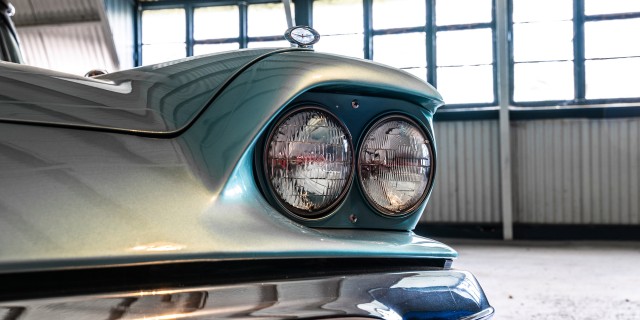 Headlights of a classic car
